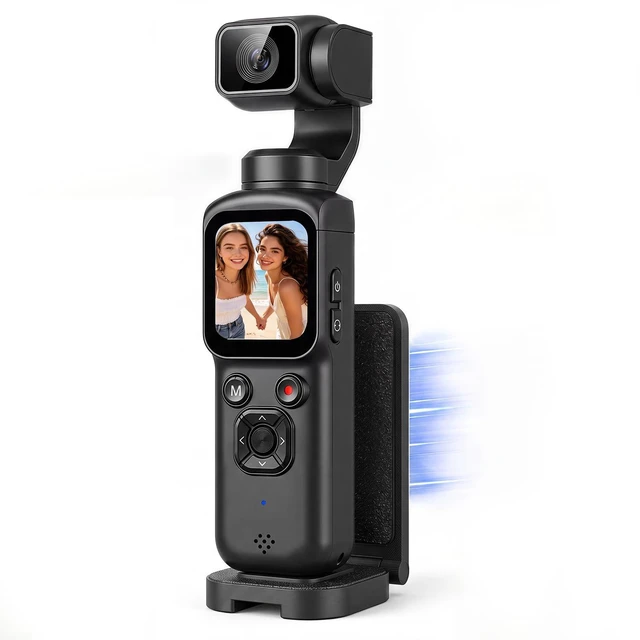 Main image of 4K Vlogging Camera with Magnetic Mount, AI Face Tracking & WiFi Face-Detection Tracking, one-touch front/selfie view, Type-C charging, webcam mode, and Class 10 cards up to 256GB