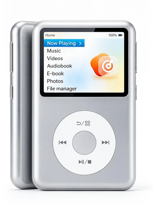 Main image of 64GB Mp3 Player with Bluetooth, Lossless DSD DAC FLAC Support, Y2 Classic Dedicated Music Player with Playlists and FM Radio, Nostalgia Design, Supports up to 2TB Silver