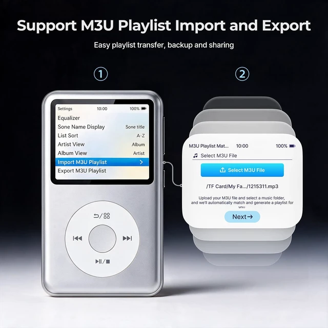 Alt view image 3 of 7 - 64GB Mp3 Player with Bluetooth, Lossless DSD DAC FLAC Support, Y2 Classic Dedicated Music Player with Playlists and FM Radio, Nostalgia Design, Supports up to 2TB Silver