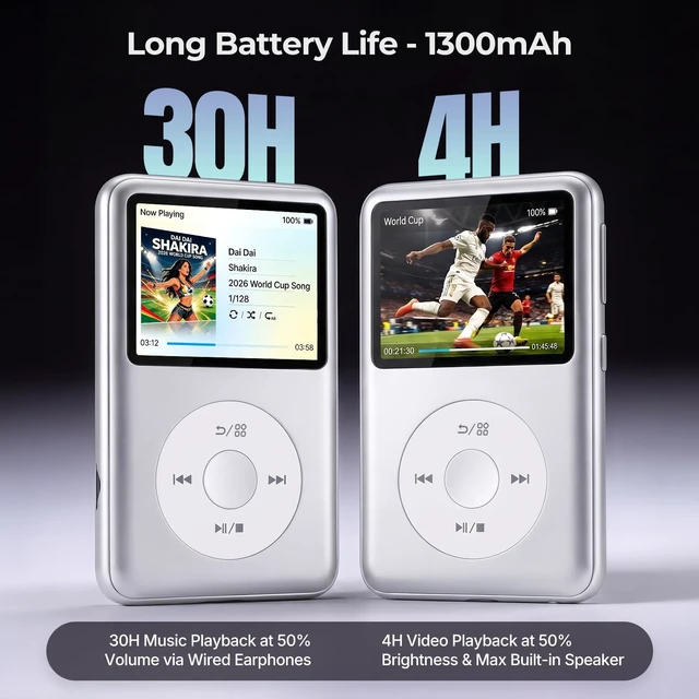 Alt view image 5 of 7 - 64GB Mp3 Player with Bluetooth, Lossless DSD DAC FLAC Support, Y2 Classic Dedicated Music Player with Playlists and FM Radio, Nostalgia Design, Supports up to 2TB Silver