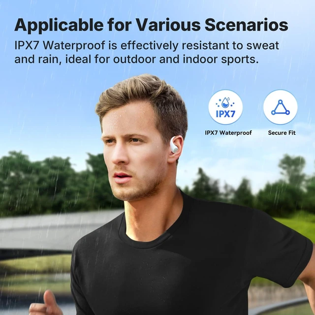 Alt view image 7 of 7 - OpenJump Open Ear Headphones, Wireless Earbuds, Hi-Res Sound, LDAC Ergonomic Earhook, 4 Mics ENC Call, 42H Playtime, Multipoint Connection, IPX7 Waterproof, Snug Fit for Workout, Running White