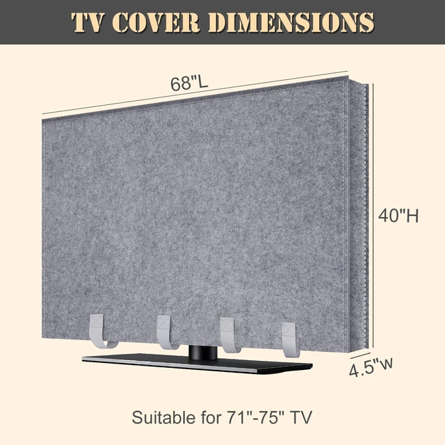 Alt view image 2 of 7 - TV Moving Dust Cover 75 Inch, Anti-Scratch Felt for 71"-75" Flat Screen TV 68"L × 40"H Television Protection, Bottom Strap Fastening, Dustproof, for Home Renovation, Pet Scratch Or Other Furniture