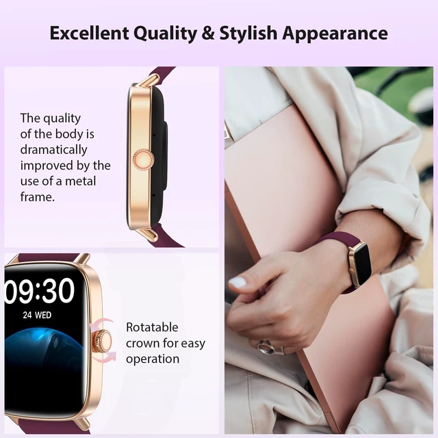 Alt view image 3 of 7 - Smart Watch for Women Men, 1.85" HD AMOLED Fitness Tracker (Answer/Call) with 24/7 Heart Rate/Sleep/SpO2 Monitor for iPhone & Android, 120+ Sports Modes Smartwatch with IP68 Waterproof, 2 Bands