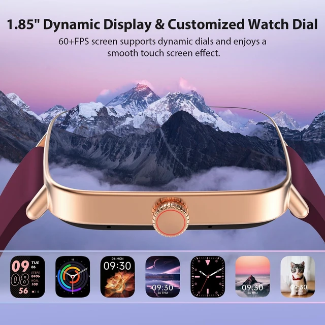 Alt view image 6 of 7 - Smart Watch for Women Men, 1.85" HD AMOLED Fitness Tracker (Answer/Call) with 24/7 Heart Rate/Sleep/SpO2 Monitor for iPhone & Android, 120+ Sports Modes Smartwatch with IP68 Waterproof, 2 Bands