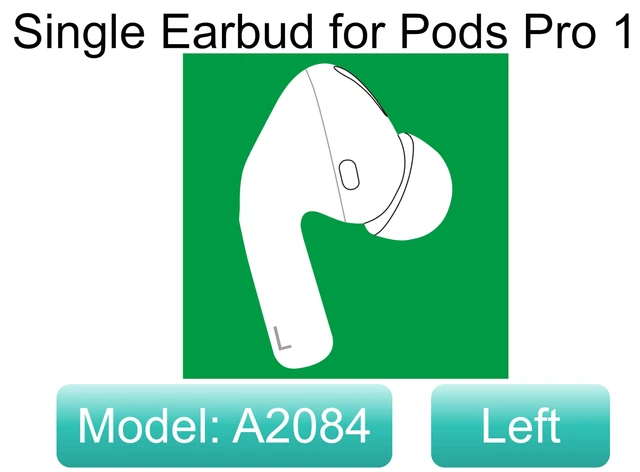 Alt view image 3 of 7 - A2084 Left Earbud Replacement, Single Left Ear Side Only for Original Pod Pro 1st Gen, Compatible with OEM Pods Pro Charging Case A2190, Genuine A2083 Air Pros 1 L