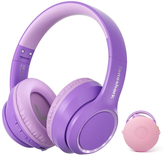 Main image of Kids Bluetooth Headphones with ANC for School Travel Gift Wireless Over-Ear Headphones for Boys Girls, Foldable, Adjustable, Safe Volume, 40H Playtime, Mic for School Travel