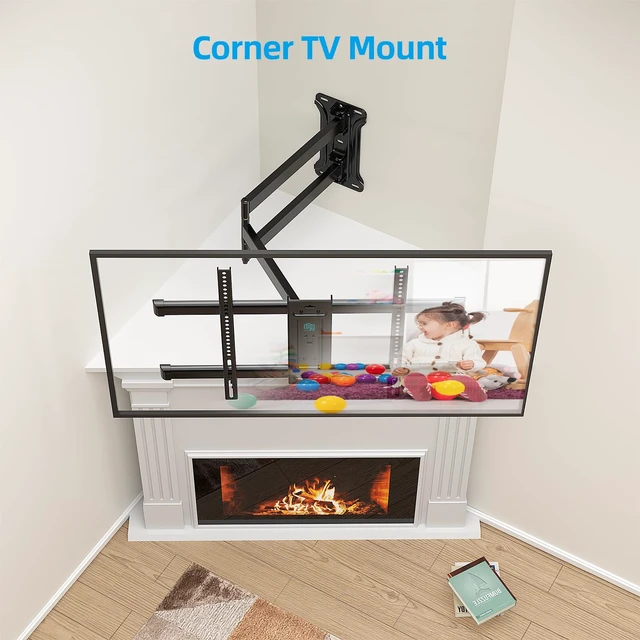 Alt view image 2 of 7 - Corner TV Wall Mount Long Arm TV Mount Bracket for 3280 TVs Full Motion TV Wall Mount With 30 Extension& Swivel & Tilt, Pre-Assembled, Holds Up To 100 Lbs, Max Vesa 600x400mm