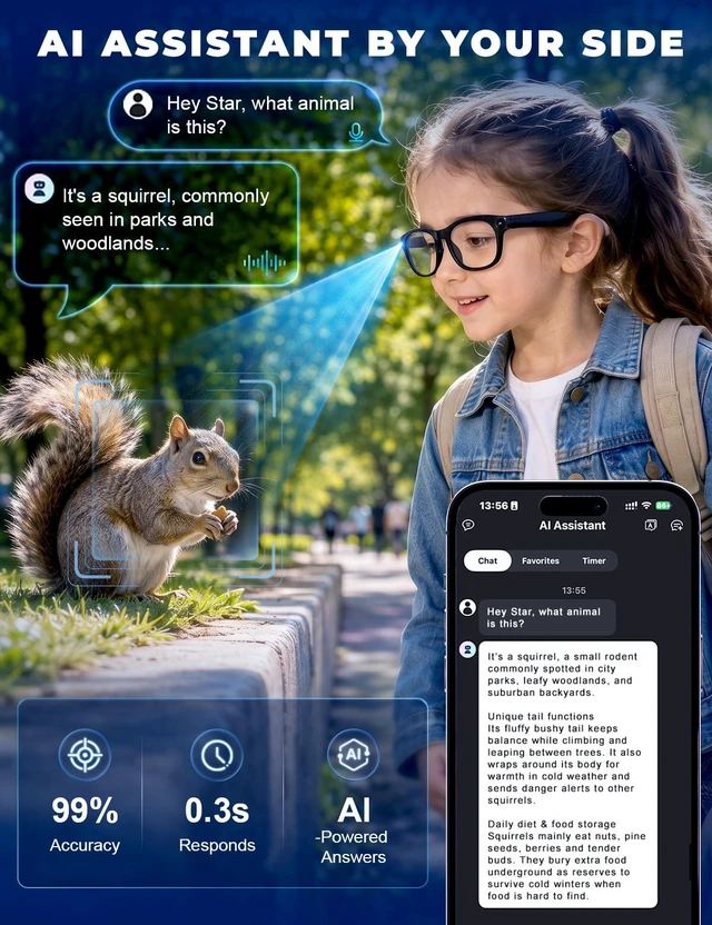 Alt view image 4 of 7 - AI Smart Glasses with Camera for Travel/Meetings/Vlog 4K HD Video & Photo, Bluetooth Glasses, ChatGPT Voice Real-Time Translation, Open-Ear Audio, IP65 Waterproof Camera Glasses