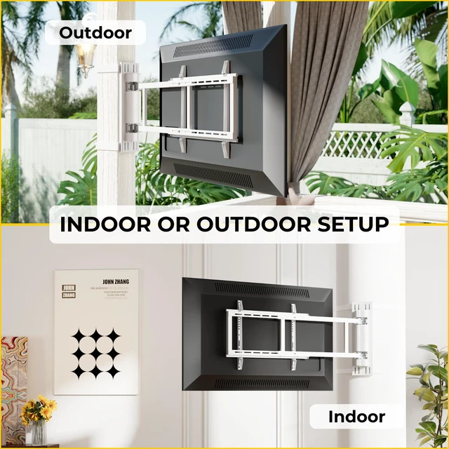 Alt view image 5 of 7 - 32"75" TVs Indoor Swing-Out Arm TV Mount Fits Pillars & Poles, Heavy Duty No Drill Gazebo & Pergola TV Mount, VESA 600x400, Holds 110 lbs