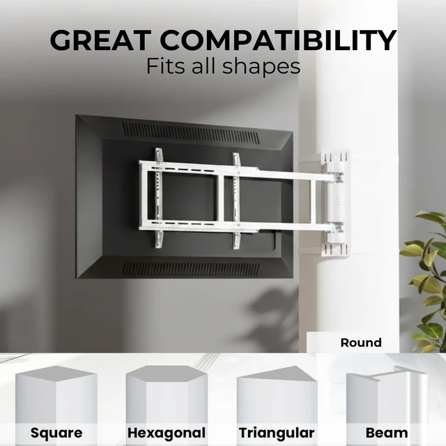 Alt view image 6 of 7 - 32"75" TVs Indoor Swing-Out Arm TV Mount Fits Pillars & Poles, Heavy Duty No Drill Gazebo & Pergola TV Mount, VESA 600x400, Holds 110 lbs