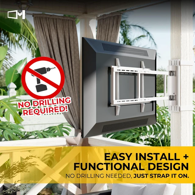 Alt view image 7 of 7 - 32"75" TVs Indoor Swing-Out Arm TV Mount Fits Pillars & Poles, Heavy Duty No Drill Gazebo & Pergola TV Mount, VESA 600x400, Holds 110 lbs