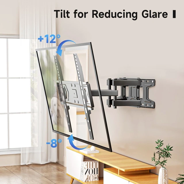 Alt view image 4 of 7 - Full Motion TV Wall Mount for 32-60 Inch TVs, Swivel & Tilt Adjustable Bracket, Dual Articulating Arms, Fits 16" Studs, Max VESA 400x400mm, Supports Up to 99lbs, MA001