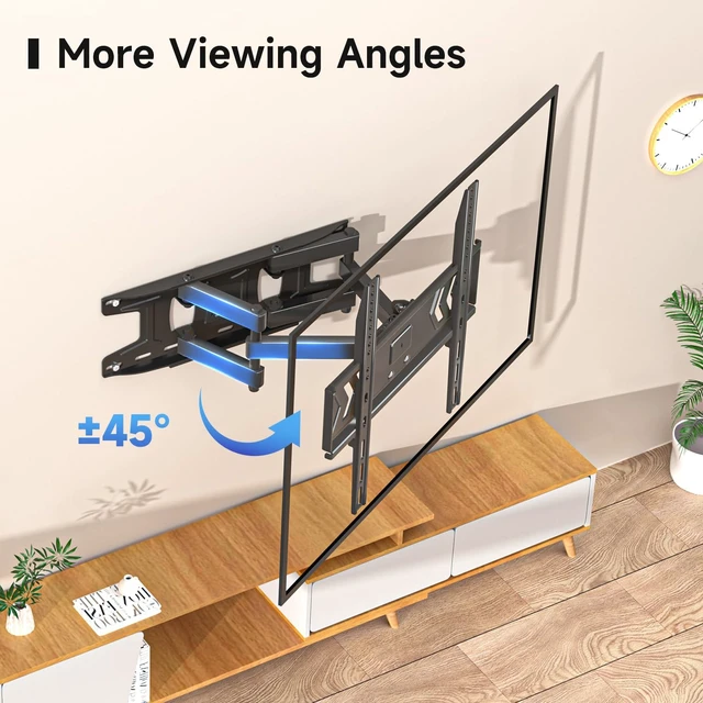 Alt view image 5 of 7 - Full Motion TV Wall Mount for 32-60 Inch TVs, Swivel & Tilt Adjustable Bracket, Dual Articulating Arms, Fits 16" Studs, Max VESA 400x400mm, Supports Up to 99lbs, MA001