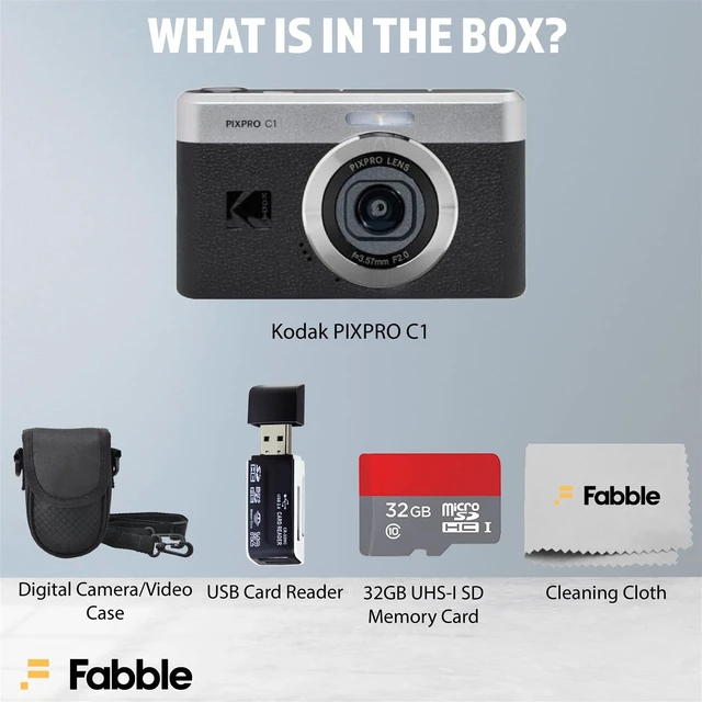 Alt view image 2 of 7 - PIXPRO C1 Compact Digital Camera (Black) Bundle with 32GB microSDHC Card, Protective Camera Case, Hi-Speed USB Card Reader, USB-C Cable, AC Adapter, and Manufacturer Accessories
