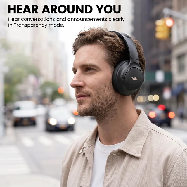 Alt view image 6 of 7 - Y8+ Hybrid Active Noise Cancelling Headphones for Airplane & Travel Bluetooth 6.0 Over-Ear, 100H Playtime, LDAC Wireless Hi-Res Audio, Deep Bass, Ambient Mode, Custom EQ via App, Home/Office