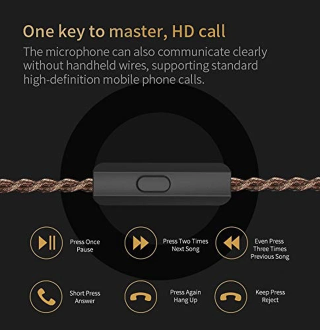 Alt view image 6 of 6 - C12 in Ear Monitor Headphones 5BA 1DD Hybrid HiFi Gaming IEM Earphones Noise Isolating Stereo Wired Earbuds for Musicians Audiophile Singers DJwith mic