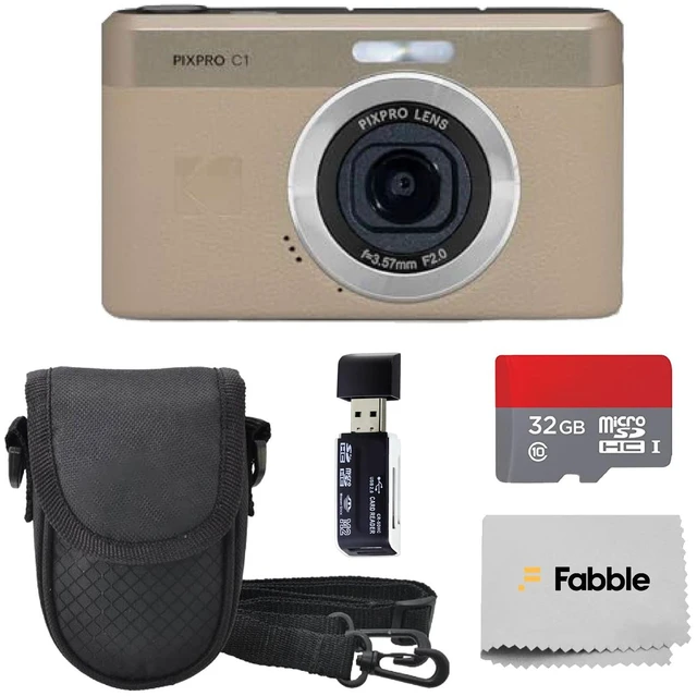 Main image of PIXPRO C1 Compact Digital Camera (Tan) Bundle with 32GB microSDHC Card, Protective Camera Case, Hi-Speed USB Card Reader, USB-C Cable, AC Adapter, and Manufacturer Accessories