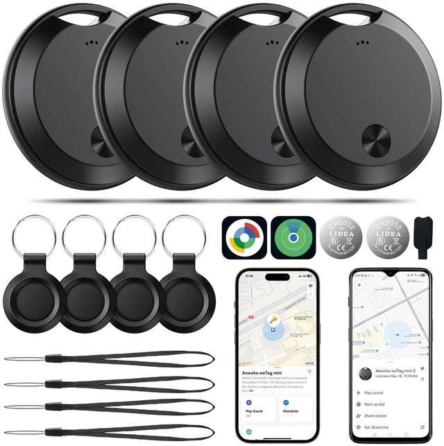 Main image of 2026 Air Tracker Tags Item Locator for Android & iOS Bluetooth Tracker Smart Tags Compatible with Apple Find My (iOS) & Google's Find Hub(Android) for Keys, Luggage, Wallet, Vehicles Black (4 Pack)