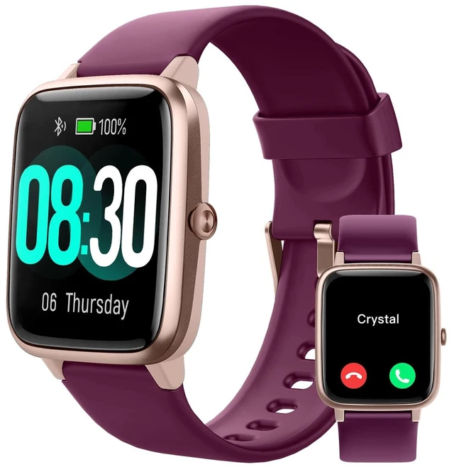 Main image of Smart Watch for Women, Bluetooth Call, for iPhone Android Purple 1.8" Fitness Tracker, Heart Rate/Sleep Monitor, Steps Calories Counter, 100+ Sport Types, 200+ Watch Faces, IP68 waterproof