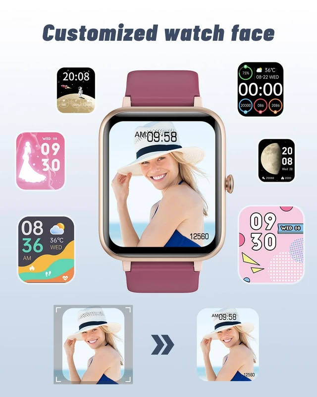 Alt view image 2 of 7 - Smart Watch for Women, Bluetooth Call, for iPhone Android Purple 1.8" Fitness Tracker, Heart Rate/Sleep Monitor, Steps Calories Counter, 100+ Sport Types, 200+ Watch Faces, IP68 waterproof