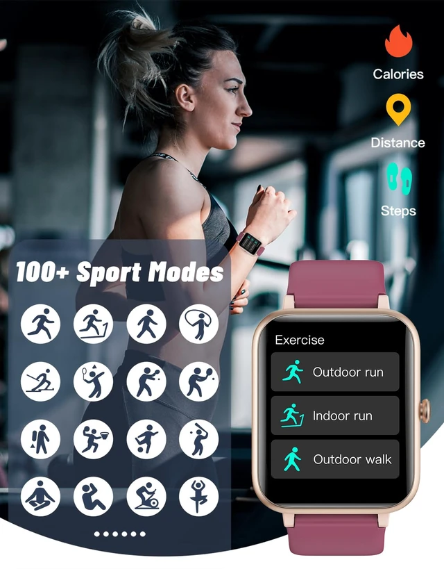 Alt view image 4 of 7 - Smart Watch for Women, Bluetooth Call, for iPhone Android Purple 1.8" Fitness Tracker, Heart Rate/Sleep Monitor, Steps Calories Counter, 100+ Sport Types, 200+ Watch Faces, IP68 waterproof