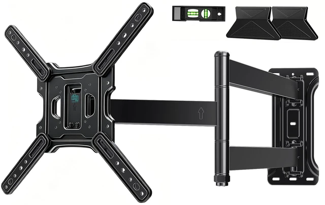 Main image of Corner TV Wall Mount Long Arm for 2670 Inch TVs up to 132 lbs Full Motion Corner TV Mount with 30.2" Long Extension, Swivel ±90°/Tilt +5° to -15°/Level ±3°, Max VESA 400x400mm