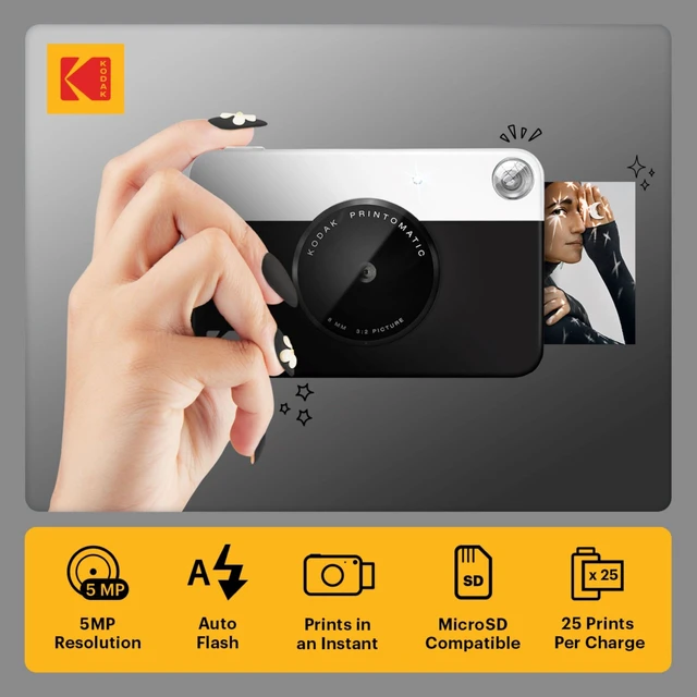 Alt view image 2 of 7 - Printomatic Instant Camera (Black) Basic Bundle + Zink Paper (20 Sheets) + Deluxe Case