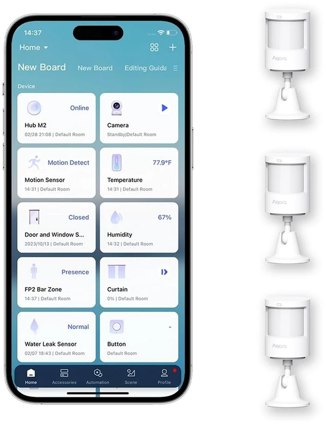 Main image of Zigbee 3.0 Motion Sensor P1 3 Pack, for Alert System Automations Hub Required, 5-Year Battery Life 150-170° Detection, Adjustable Timeout 1-200s, Compatible with HomeKit Home Assistant