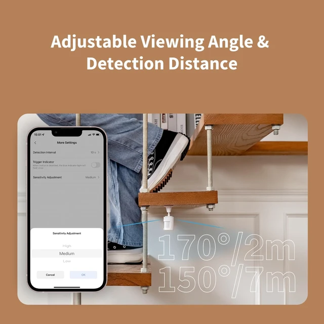 Alt view image 4 of 6 - Zigbee 3.0 Motion Sensor P1 3 Pack, for Alert System Automations Hub Required, 5-Year Battery Life 150-170° Detection, Adjustable Timeout 1-200s, Compatible with HomeKit Home Assistant