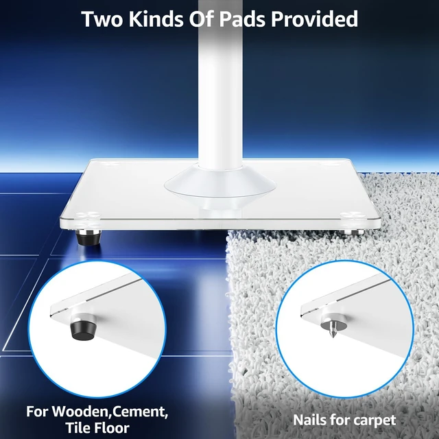 Alt view image 6 of 7 - Universal Speaker Stands Pair, 28.3" to 37.4" Height Adjustable Floor Speaker Stands, Holds Bookshelf & Large Satellite Studio Speakers, Cable Concealing, 22LBS Capacity, 9.8" Plate, White