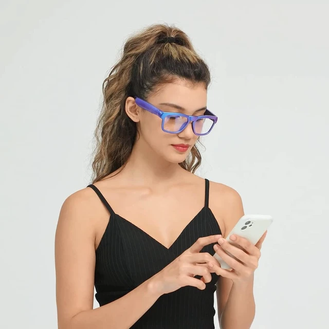 Alt view image 6 of 7 - Open Ear Smart Glasses, UV400 Z87.1 Lightweight Audio Bluetooth Glasses Up to 10H Playtime, Hands-Free Calling, Music Playback, Voice Control, Blue Light Blocking Lens, Unisex for Daily & Outdoor
