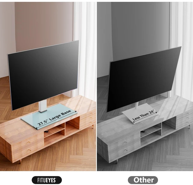 Alt view image 2 of 7 - Universal TV Stand with Swivel Mount for 50-85 Inch TV, White Tabletop TV Stand with Height Adjustable, Desktop TV Stand with Tempered Glass Base, up to 110 lb for Bedroom Living Room