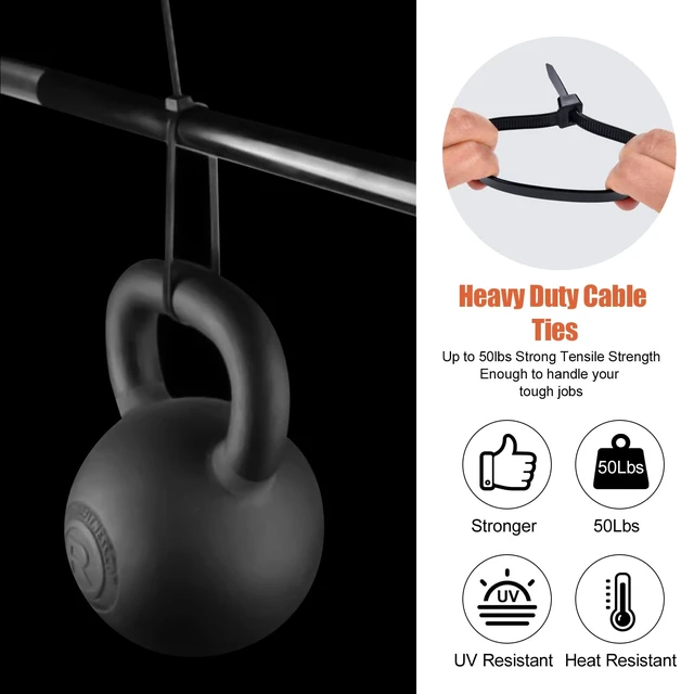 Alt view image 2 of 7 - 14 Inch Zip Ties (Bulk 1000 Pack Black),60LBS Tensile Strength Heavy Duty Cable Wire Ties With Self-Locking Adjustable Durable Nylon Tie Wraps for Indoor Outdoor