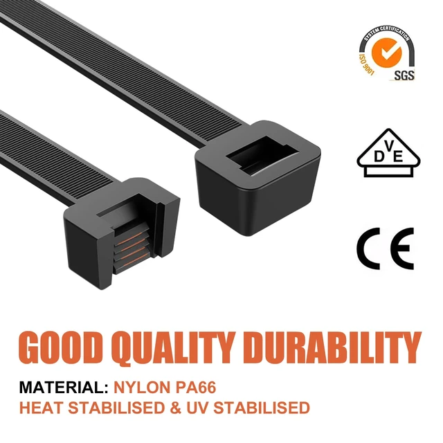 Alt view image 3 of 7 - 14 Inch Zip Ties (Bulk 1000 Pack Black),60LBS Tensile Strength Heavy Duty Cable Wire Ties With Self-Locking Adjustable Durable Nylon Tie Wraps for Indoor Outdoor