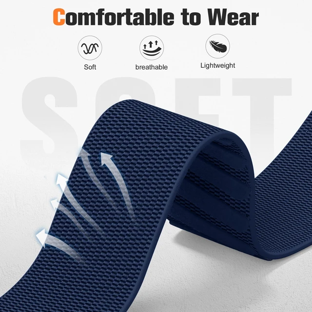 Alt view image 4 of 7 - Sport Band Compatible with Whoop 5.0 Bands One, Peak and Life/MG, Breathable Adjustable Elastic Replacement Soft Nylon Strap Accessories for Whoop Band 5.0 Fitness Tracker, Navy