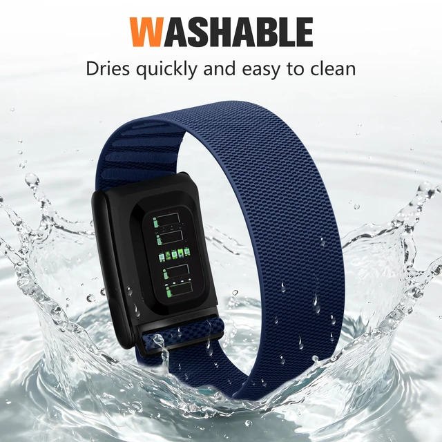 Alt view image 5 of 7 - Sport Band Compatible with Whoop 5.0 Bands One, Peak and Life/MG, Breathable Adjustable Elastic Replacement Soft Nylon Strap Accessories for Whoop Band 5.0 Fitness Tracker, Navy