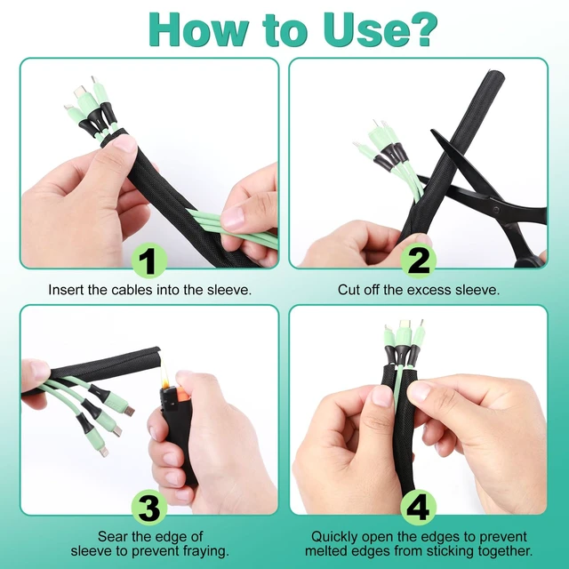 Alt view image 7 of 7 - Dog and Cat Cord Protector 25ft - 3/8inch, Flexible Cable Sleeve for Easy Cord Management, Protects Cables from Pets Chewing, Ideal for USB, Power, Audio and Video Cords - Black