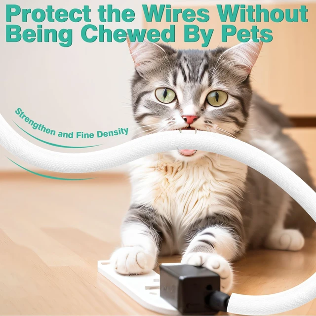 Alt view image 3 of 7 - Dog and Cat Cord Protector 25ft - 1/2inch, Flexible Cable Sleeve for Easy Cord Management, Protects Cables from Pets Chewing, Ideal for USB, Power, Audio and Video Cords - White