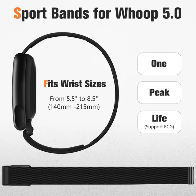 Alt view image 2 of 7 - Sport Band Compatible with Whoop 5.0 Bands One, Peak and Life/MG, Breathable Adjustable Elastic Replacement Soft Nylon Strap Accessories for Whoop Band 5.0 Fitness Tracker, BlackBlack