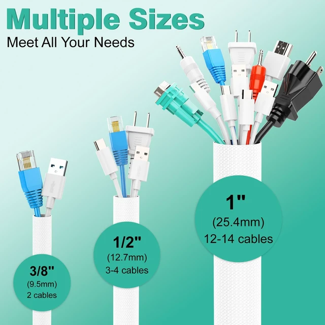 Alt view image 4 of 7 - Dog and Cat Cord Protector 25ft - 1/2inch, Flexible Cable Sleeve for Easy Cord Management, Protects Cables from Pets Chewing, Ideal for USB, Power, Audio and Video Cords - White