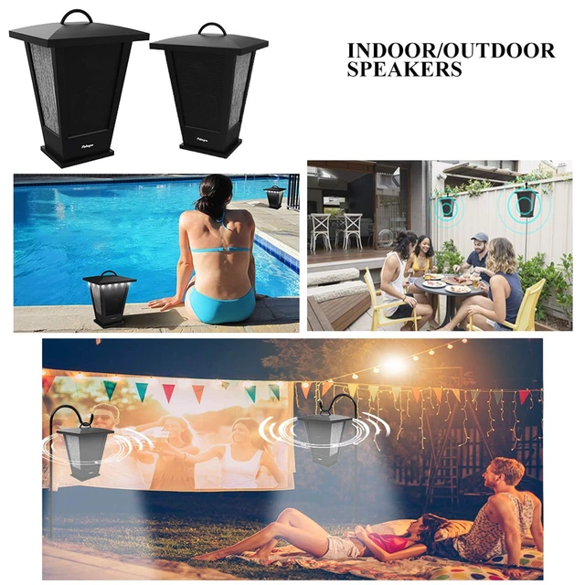 Alt view image 4 of 7 - Bluetooth Speakers Waterproof, 2 Packs True Wireless Stereo Sound 20W Dual Pairing Lantern Outdoor Speakers with 20 Piece Sound Responsive LED Color Lights, Richer Bass, Black