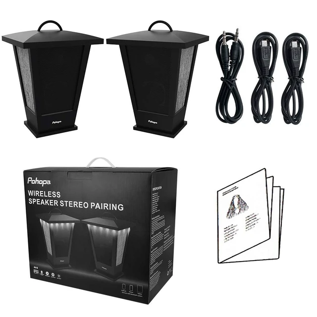 Alt view image 7 of 7 - Bluetooth Speakers Waterproof, 2 Packs True Wireless Stereo Sound 20W Dual Pairing Lantern Outdoor Speakers with 20 Piece Sound Responsive LED Color Lights, Richer Bass, Black