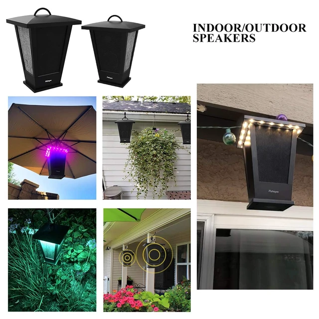 Alt view image 3 of 7 - Bluetooth Speakers Waterproof, 2 Packs True Wireless Stereo Sound 20W Dual Pairing Lantern Outdoor Speakers with 20 Piece Sound Responsive LED Color Lights, Richer Bass, Black