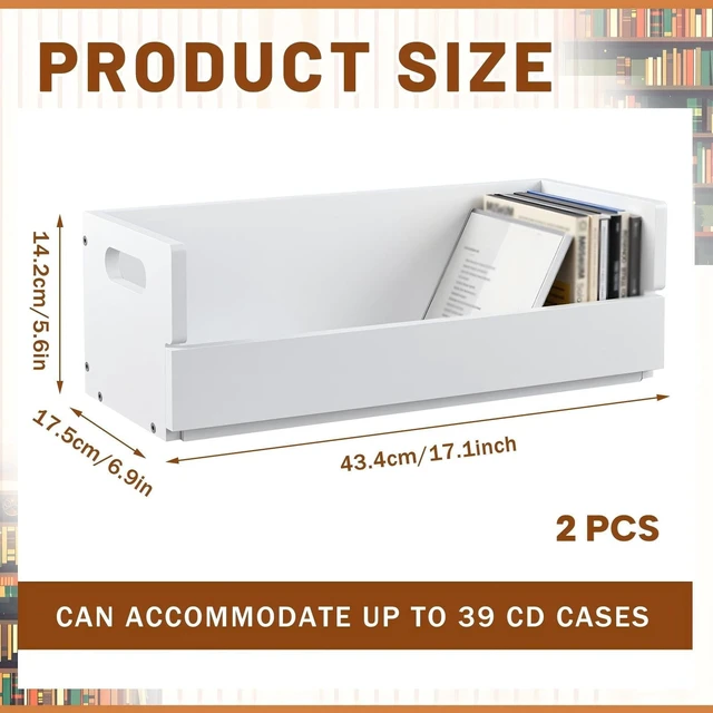 Alt view image 2 of 7 - 2 Set Wooden CD Storage Box,Holds 72 CDs(36 Each) Stackable CD Holder Organizer with Magnetic Front Flap and Carrying Handles for DVDs, Cassette Tapes and Movie Cases (White)