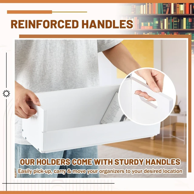 Alt view image 4 of 7 - 2 Set Wooden CD Storage Box,Holds 72 CDs(36 Each) Stackable CD Holder Organizer with Magnetic Front Flap and Carrying Handles for DVDs, Cassette Tapes and Movie Cases (White)