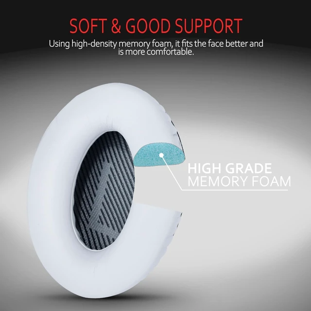 Alt view image 2 of 6 - Earpads for Bose QC35 Replacement, Rose Gold Style White Fits QC35 II/QC25/QC2/QC15/AE2/AE2i/AE2w/SoundTrue/SoundLink; soft memory foam ear pads for bose quietcomfort 35