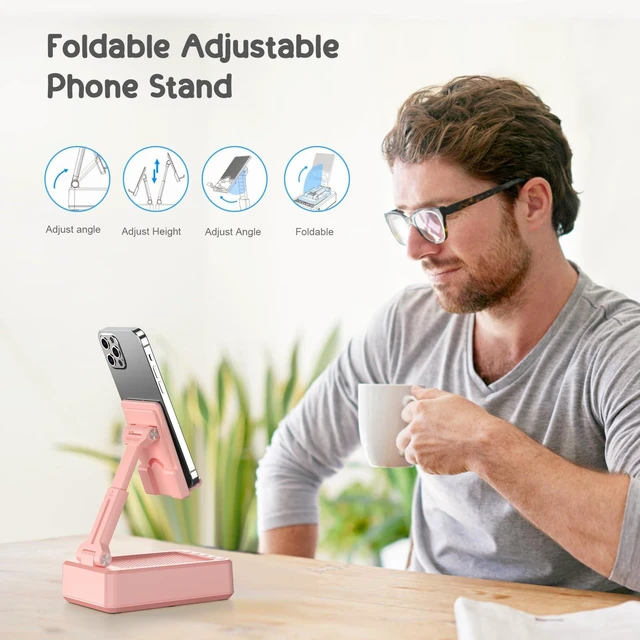 Alt view image 4 of 7 - Gifts for Men Women Foldable Cellphone Stand with Charging Function Birthday Gift Idea for Mom Dad Cool Gadget Tech Gifts-Pink