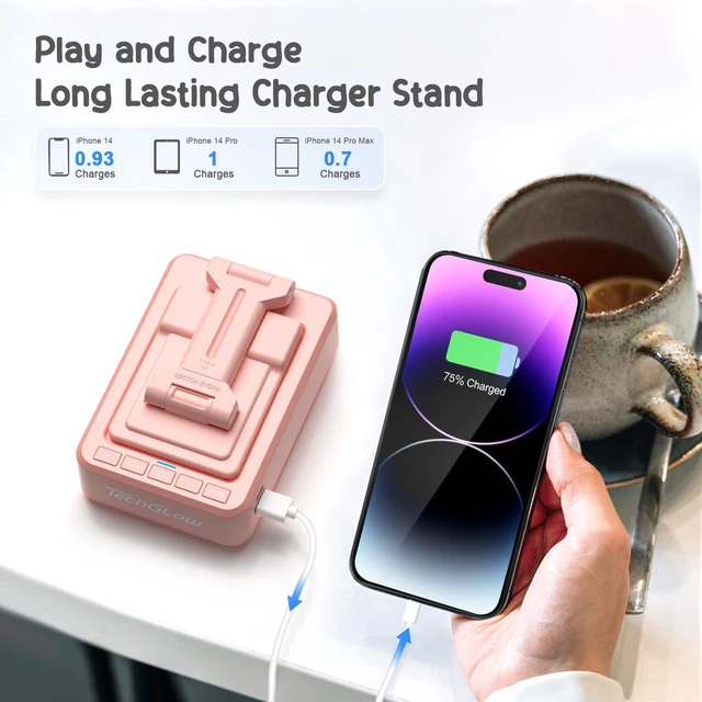 Alt view image 3 of 7 - Gifts for Men Women Foldable Cellphone Stand with Charging Function Birthday Gift Idea for Mom Dad Cool Gadget Tech Gifts-Pink