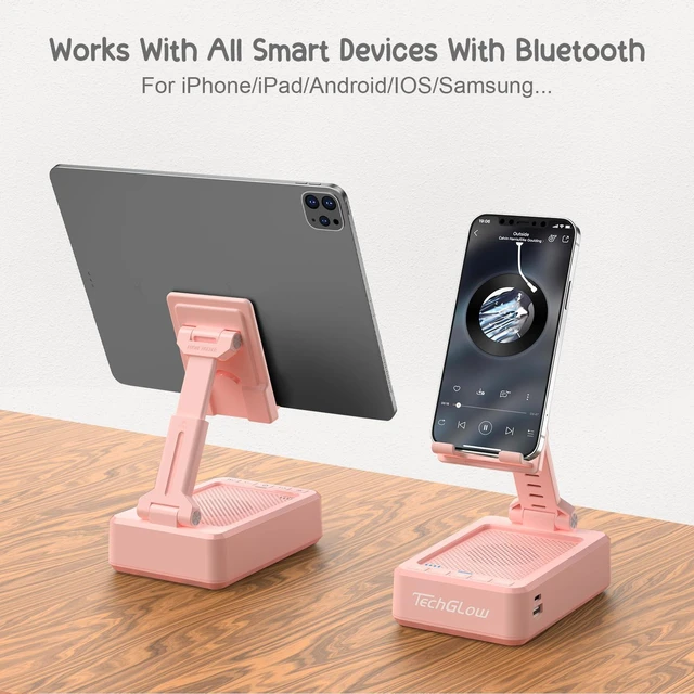 Alt view image 6 of 7 - Gifts for Men Women Foldable Cellphone Stand with Charging Function Birthday Gift Idea for Mom Dad Cool Gadget Tech Gifts-Pink