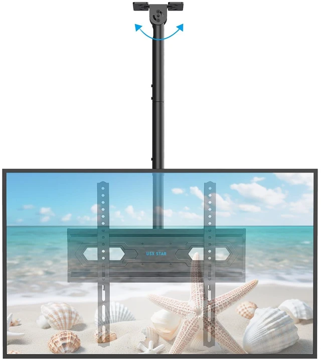 Main image of Ceiling TV Mount for 26-65 inch Flat Screen Displays, Adjustable Ceiling TV Bracket Fits Most LCD LED OLED TVs, 14.96Inch Single Extended Mounting Pole, Holds up to 110lbs, Max VESA 400x400mm